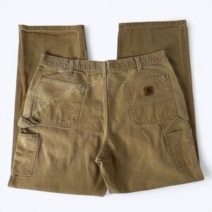 Carhartt Original Dungaree Fit Carpenter Pants Mens 38x34 Work B11BRN Distressed